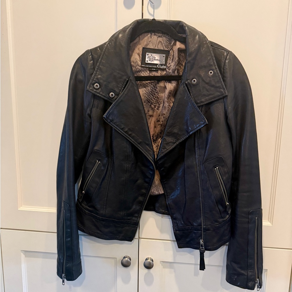 Aritzia Mackage Black Leather Moto Jacket - Women size small